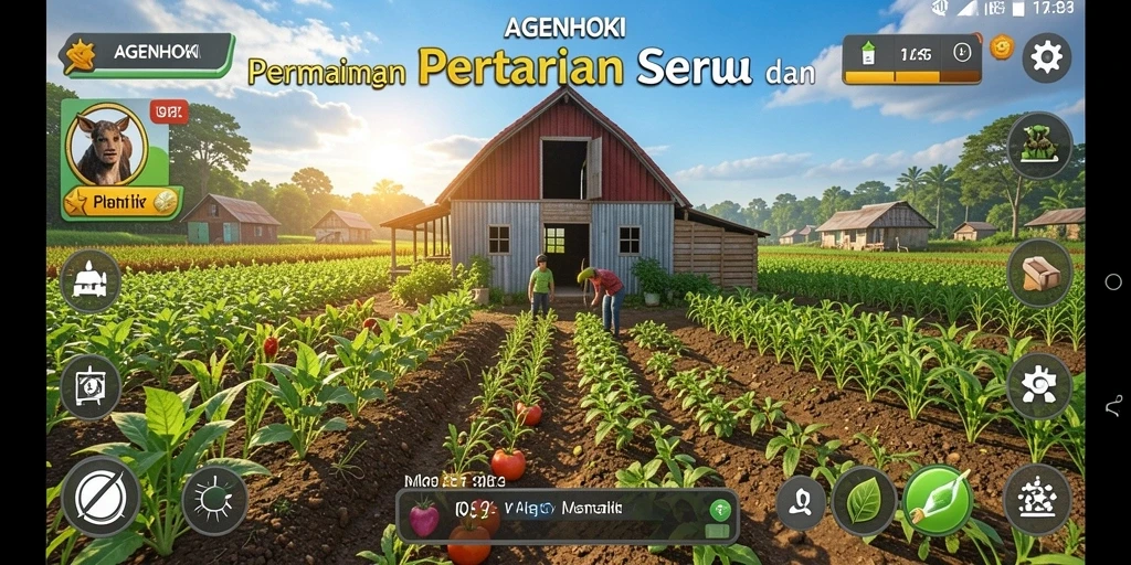 Gameplay AGENHOKI yang menarik dengan aktivitas bertani yang seru.