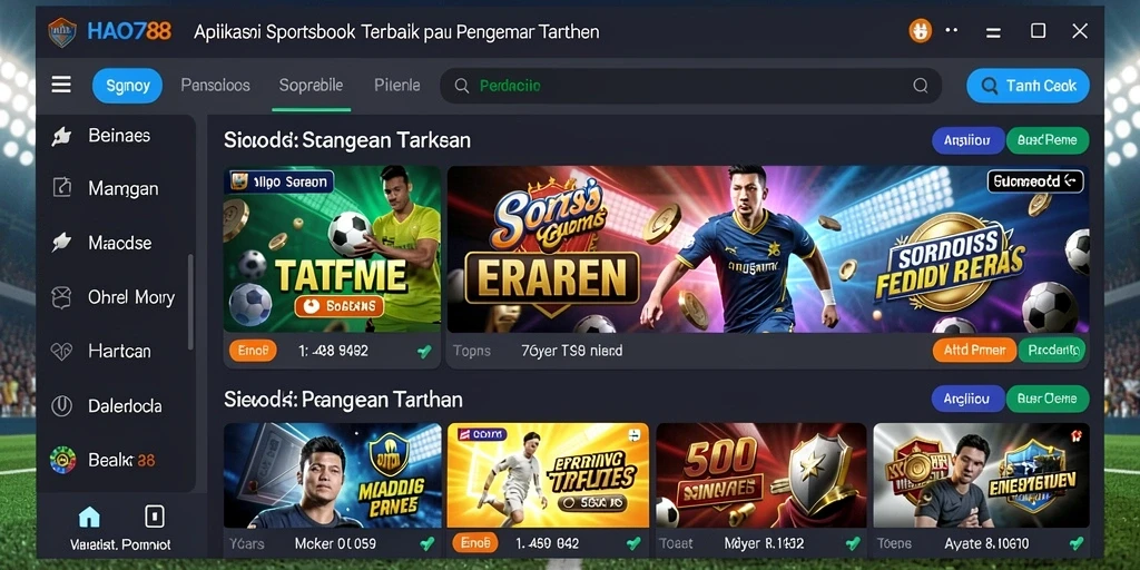 Tampilan utama HAO788 dengan berbagai pilihan taruhan olahraga.