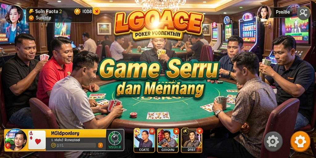 Screenshot gameplay LGOACE menunjukkan suasana bermain poker yang mendebarkan.