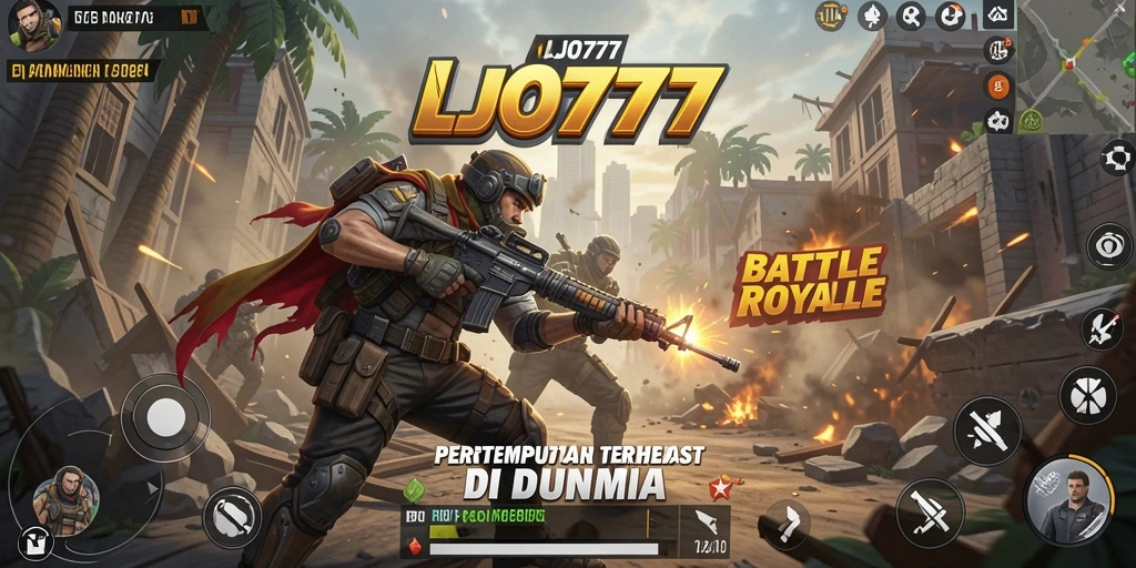 Gameplay LJO777 yang seru dalam sebuah pertempuran Battle Royale.