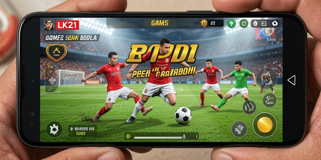 Tampilan gameplay sepak bola yang memukau dan penuh aksi.