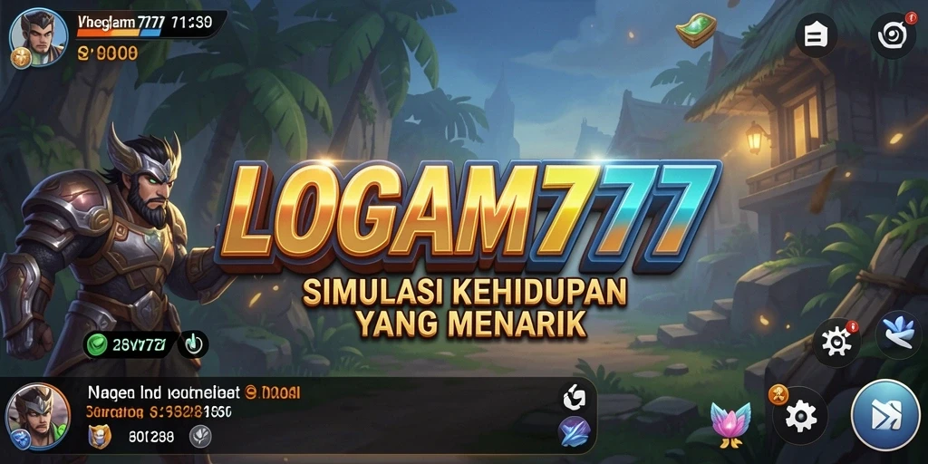 Tampilan gameplay LOGAM777 dengan lingkungan yang hidup dan beragam aktivitas.