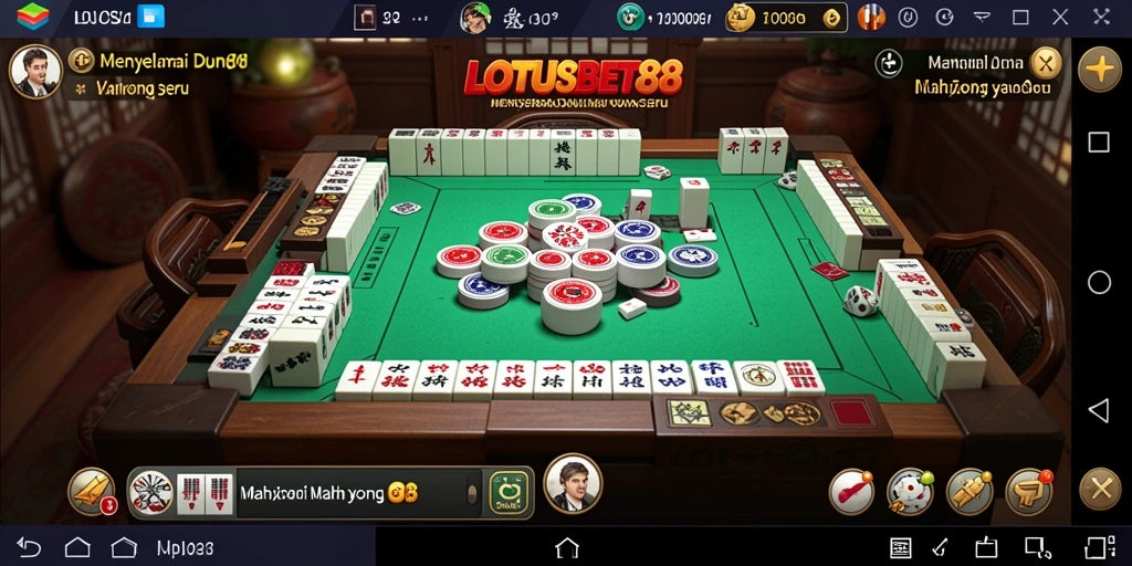 Screenshot utama LOTUSBET88 menampilkan gameplay Mahjong yang dinamis.